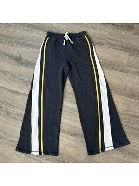 Anthropologie Sundry Pants Womens L Gray Side Stripe Wide Leg Sweatpants USA